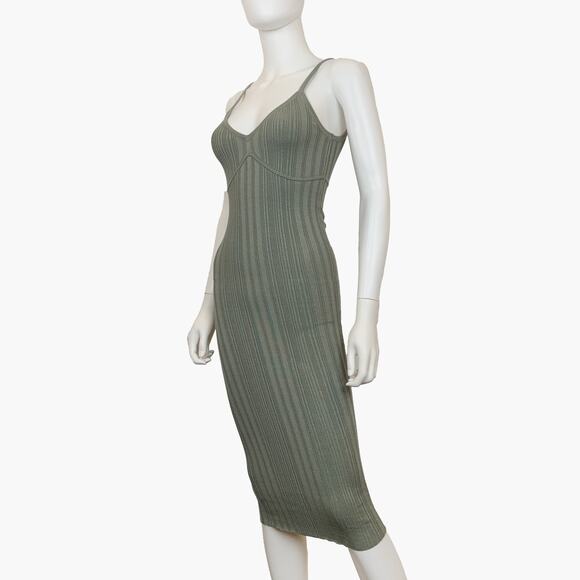 NWT PETAL + PUP Knit Sleeveless Bodycon Ribbed Midaxi Dress (Olive | Size S/M) - Picture 2 of 7